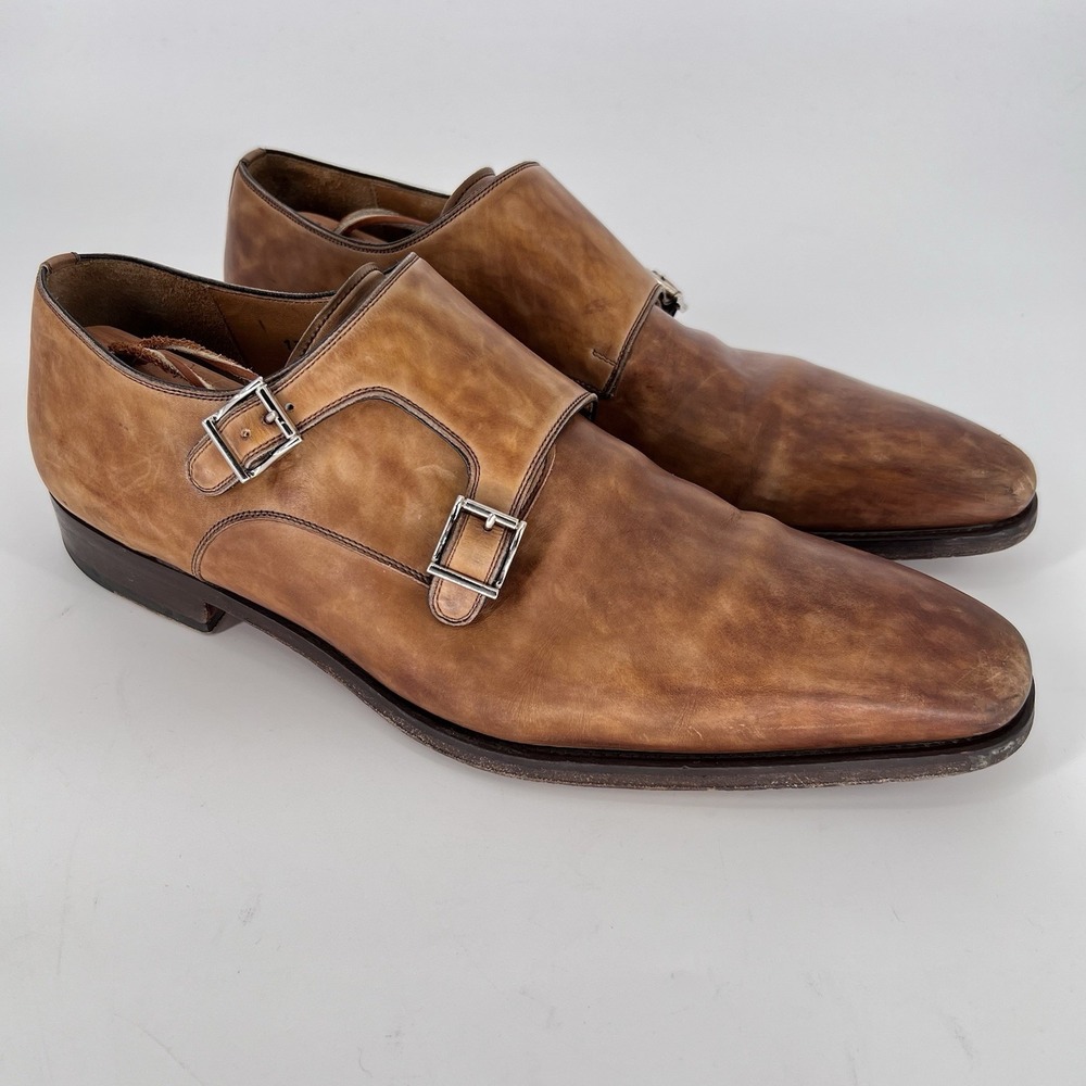 Magnanni Miro Double Monk Strap Mens 12M Brown Leather Oxford Shoes Dress #13274